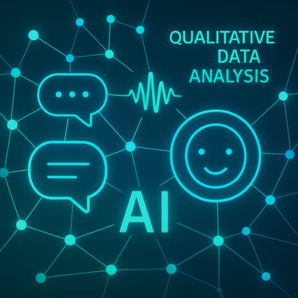 Closeup of an abstract futuristic representation of qualitative data analysis powered by AI Interconnected nodes and lines symbolize natural language
