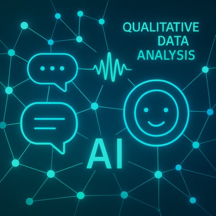 Closeup of an abstract futuristic representation of qualitative data analysis powered by AI Interconnected nodes and lines symbolize natural language