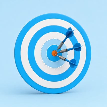 Target with Darts in Corporate Blue and Orange Contrast