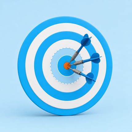 Target with Darts in Corporate Blue and Orange Contrast