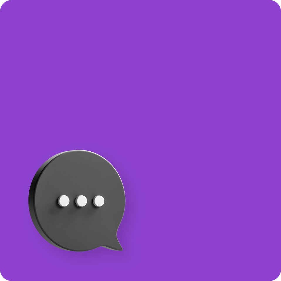 chat icon 3d with a purple background